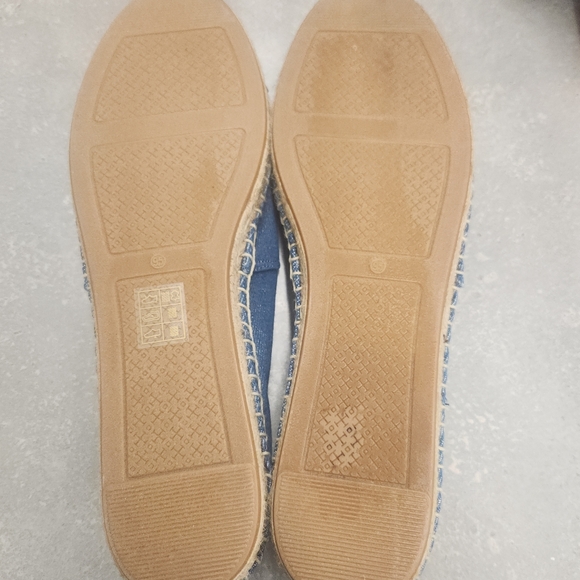 Tory Burch Indigo Light Wash Denim Chambray Leather Espadrilles 9.5 - Picture 7 of 9